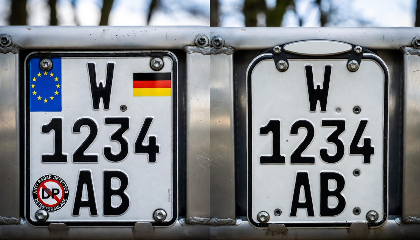 Motorcycle Plates in Germany: Anti Radar Sticker vs Compact Plate Design