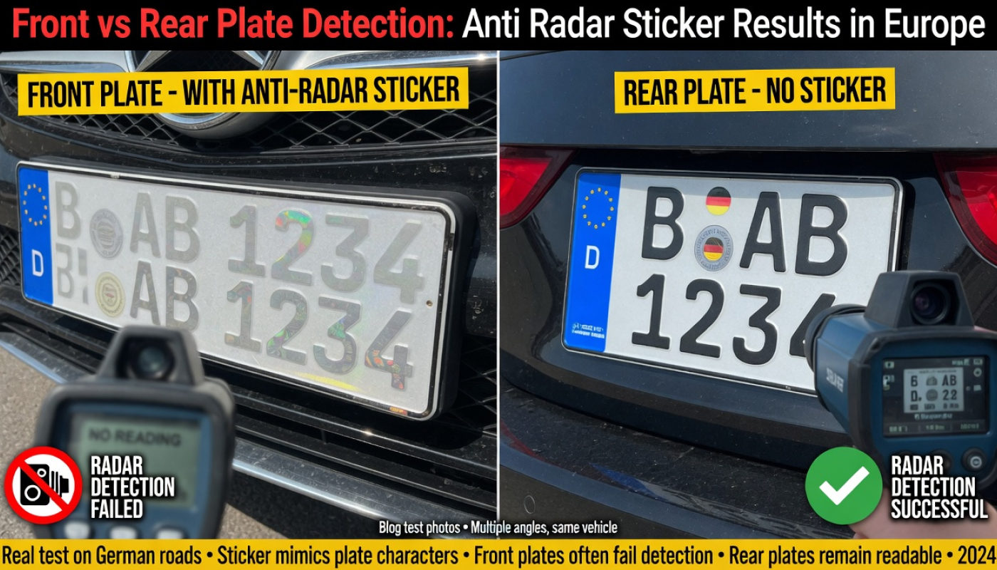 Front vs Rear Plate Detection: Anti Radar Sticker Results in Europe