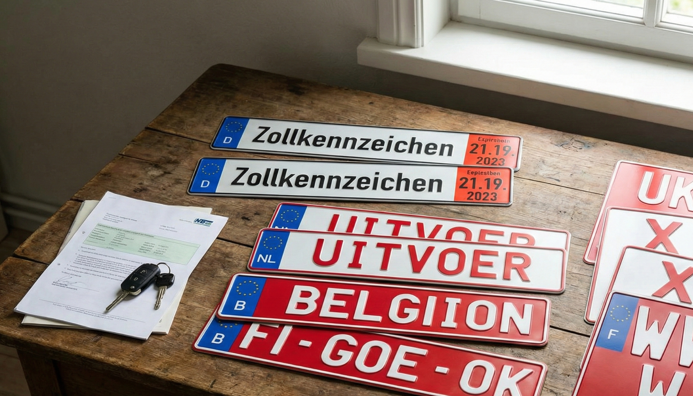 License plates for export vehicles